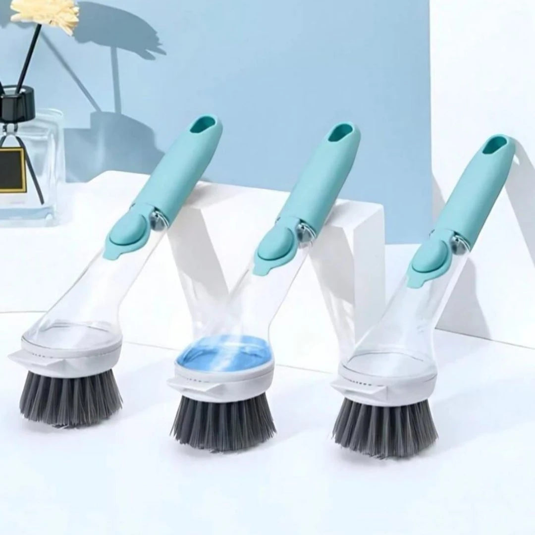 Soap-Dispensing Dish Brush with Handle