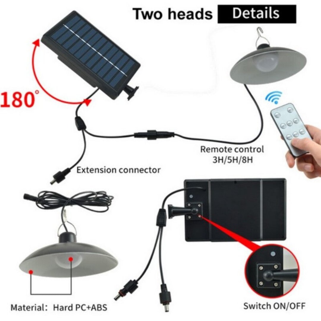 Double Head Waterproof Solar Lamps - 5m