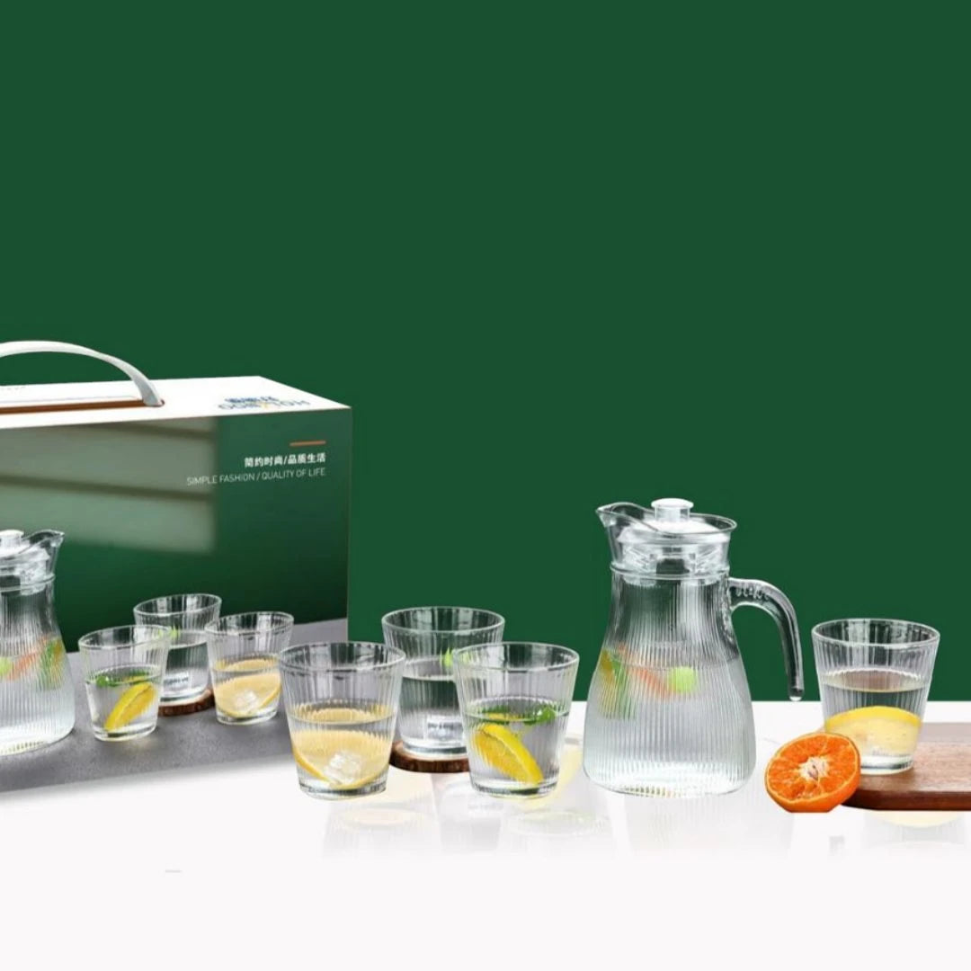 Elegant Glass Drinking Set - 5 Pcs