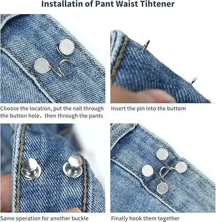 Jeans Buttons Pins Adjustable Waist Extender – 2 Pcs Silver