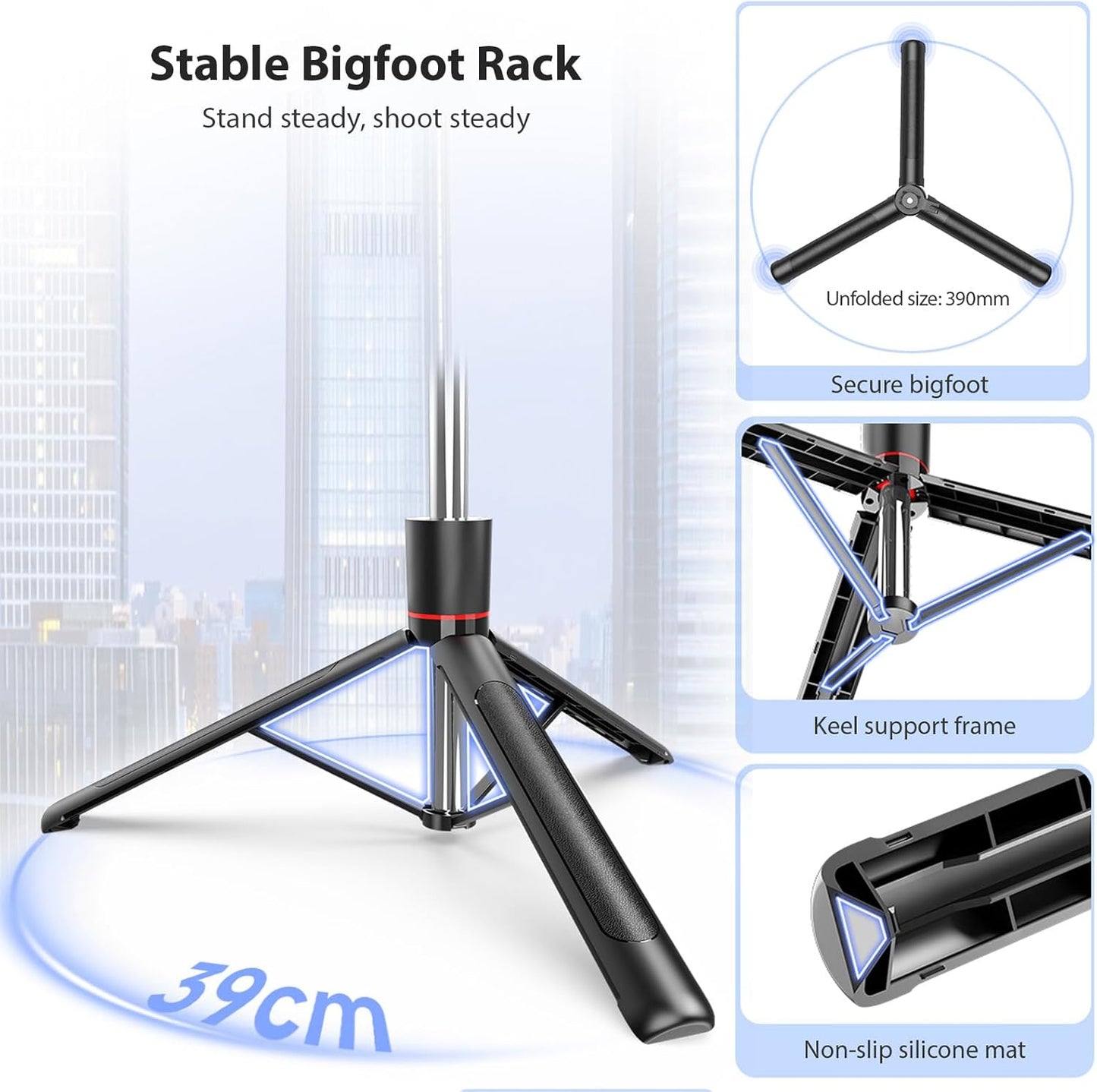 Multi-Use Extendable F16 Tripod And Selfie Stick With Dual Lights - 170cm