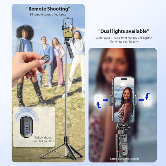 Multi-Use Extendable F16 Tripod And Selfie Stick With Dual Lights - 170cm