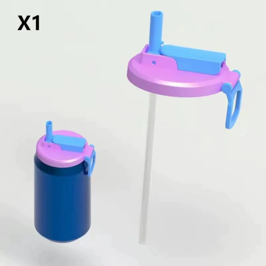 Soda Can Lids with Reusable Silicone Straws