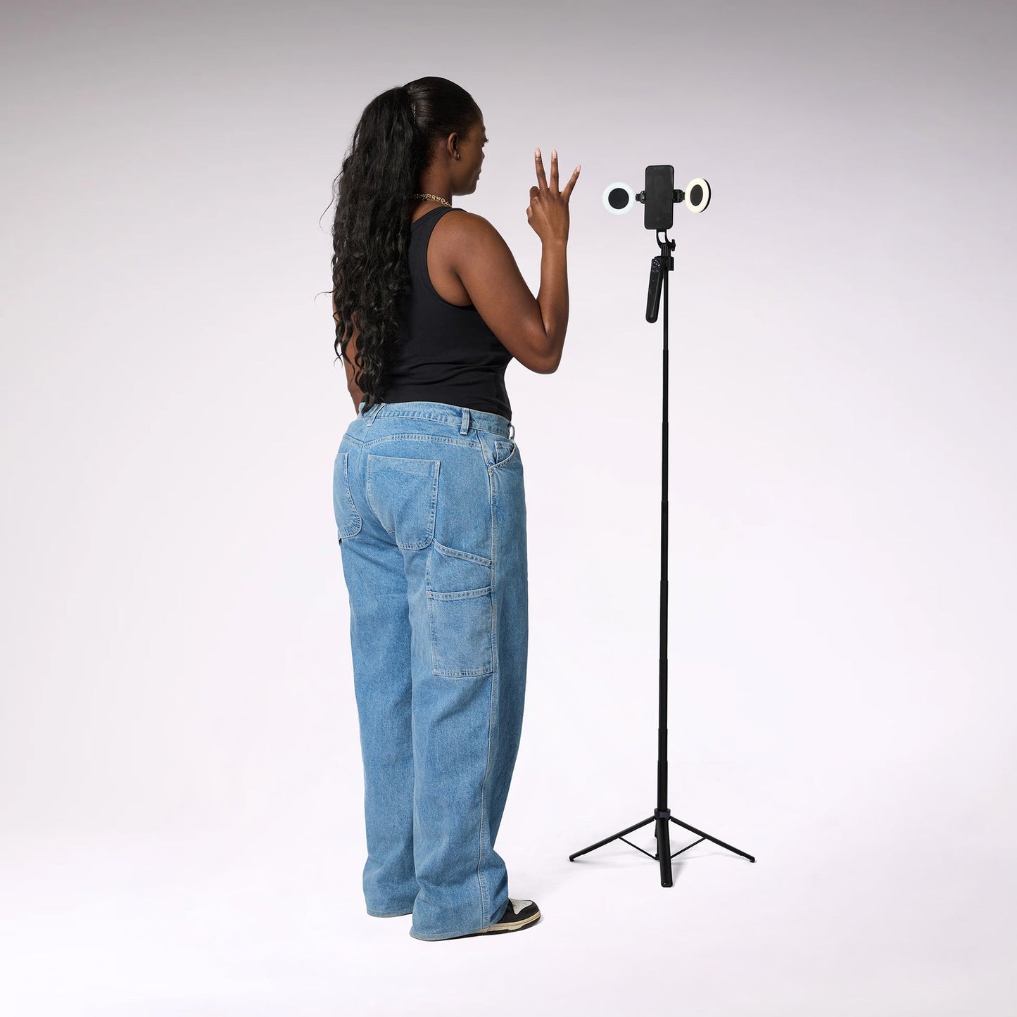 Selfie Tripod R29 With Dual Ring Lights -180cm