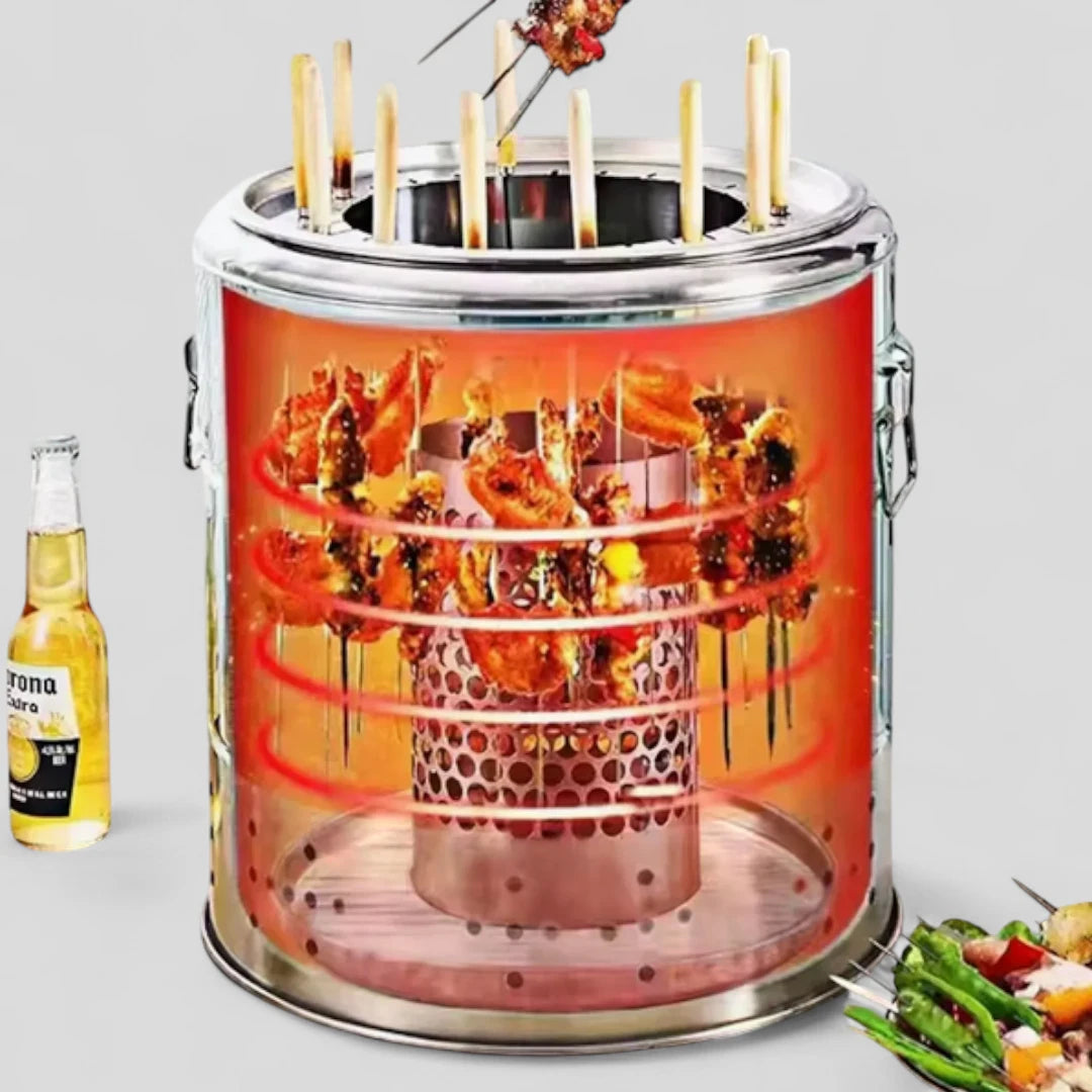 Smokeless BBQ Grill Barrel Stove