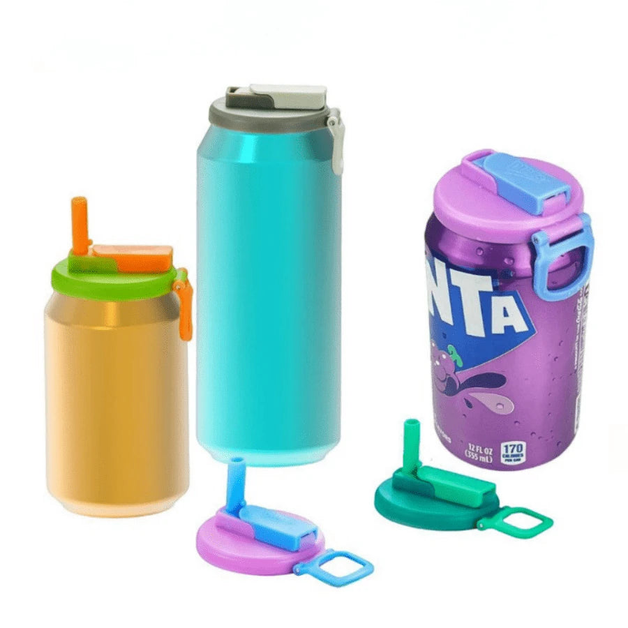 Soda Can Lids with Reusable Silicone Straws