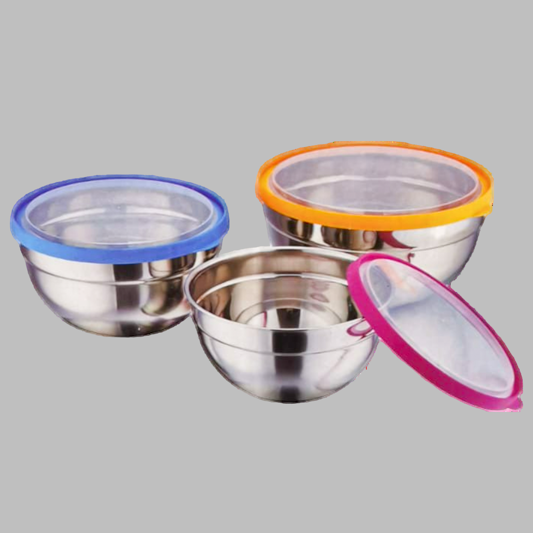 Stainless Steel Kitchen Bowl Set - 3 Pcs