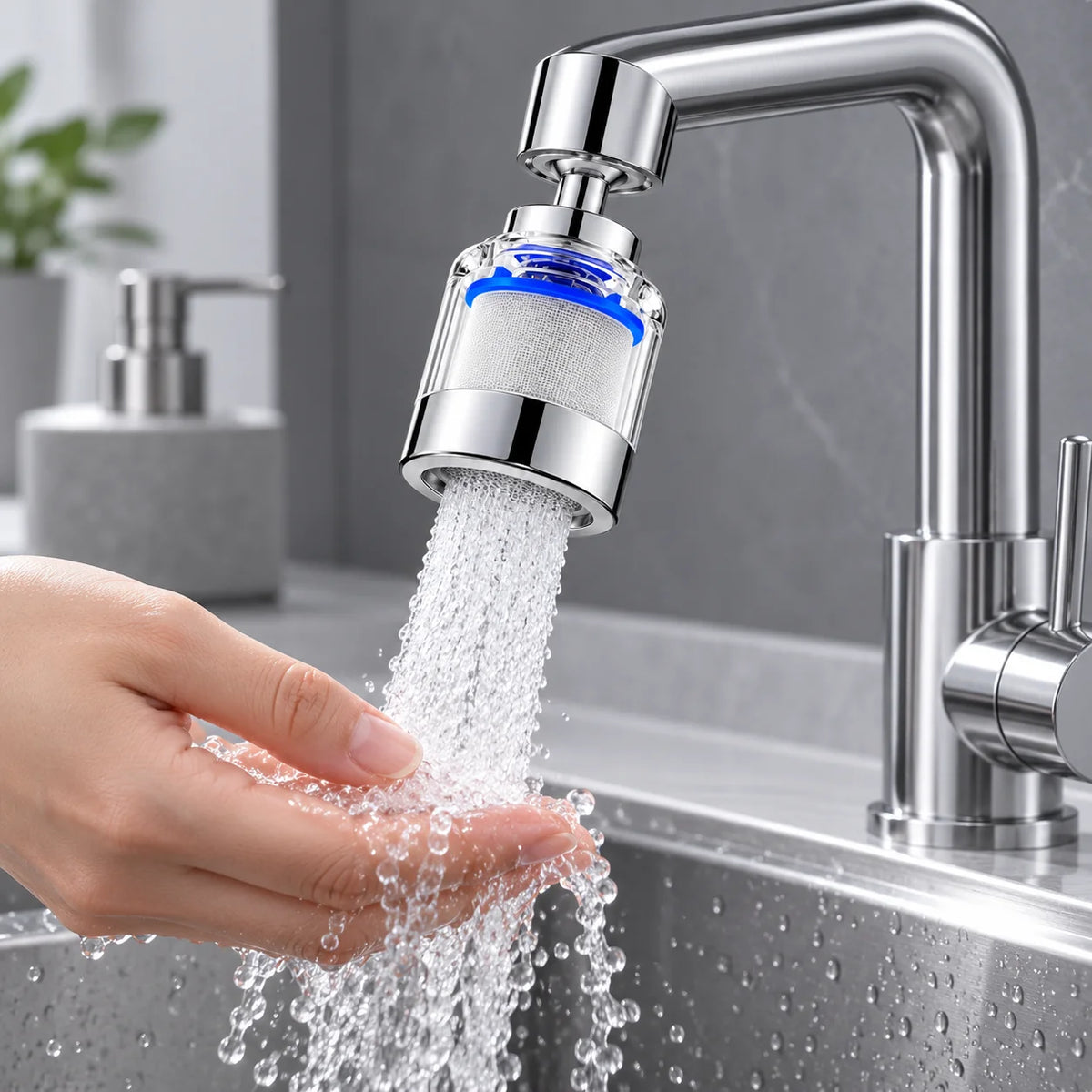 360° Swivel Faucet Water Filter Aerator – 316L Stainless Steel