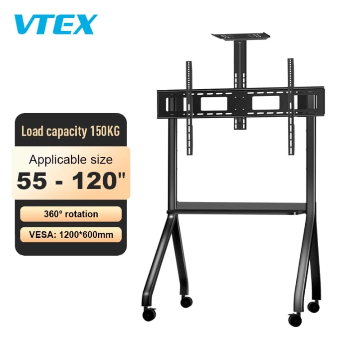 Premium Mobile TV Stand Cart with Wheels & Media Shelf – Heavy-Duty Rolling TV Mount for Office, Home, and Studio