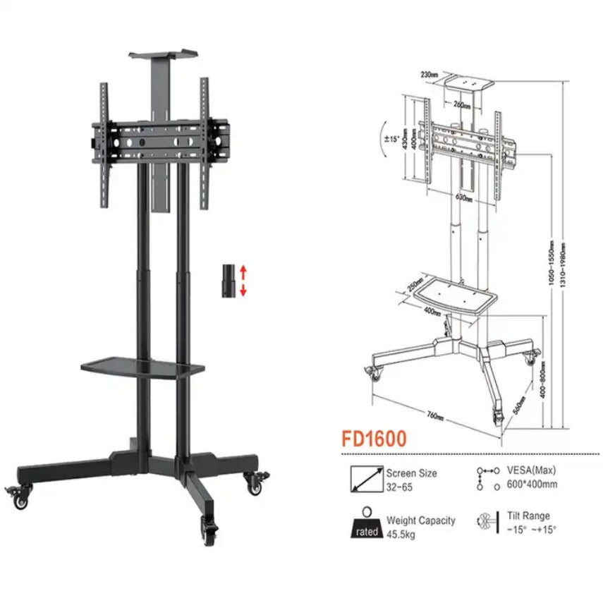 Tv Trolley Stand With Shelf