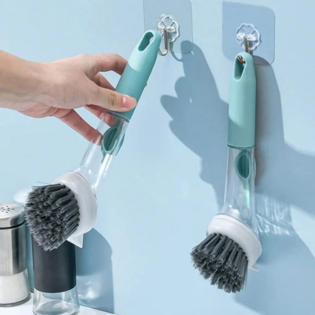 Soap-Dispensing Dish Brush with Handle