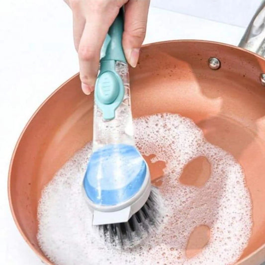 Soap-Dispensing Dish Brush with Handle
