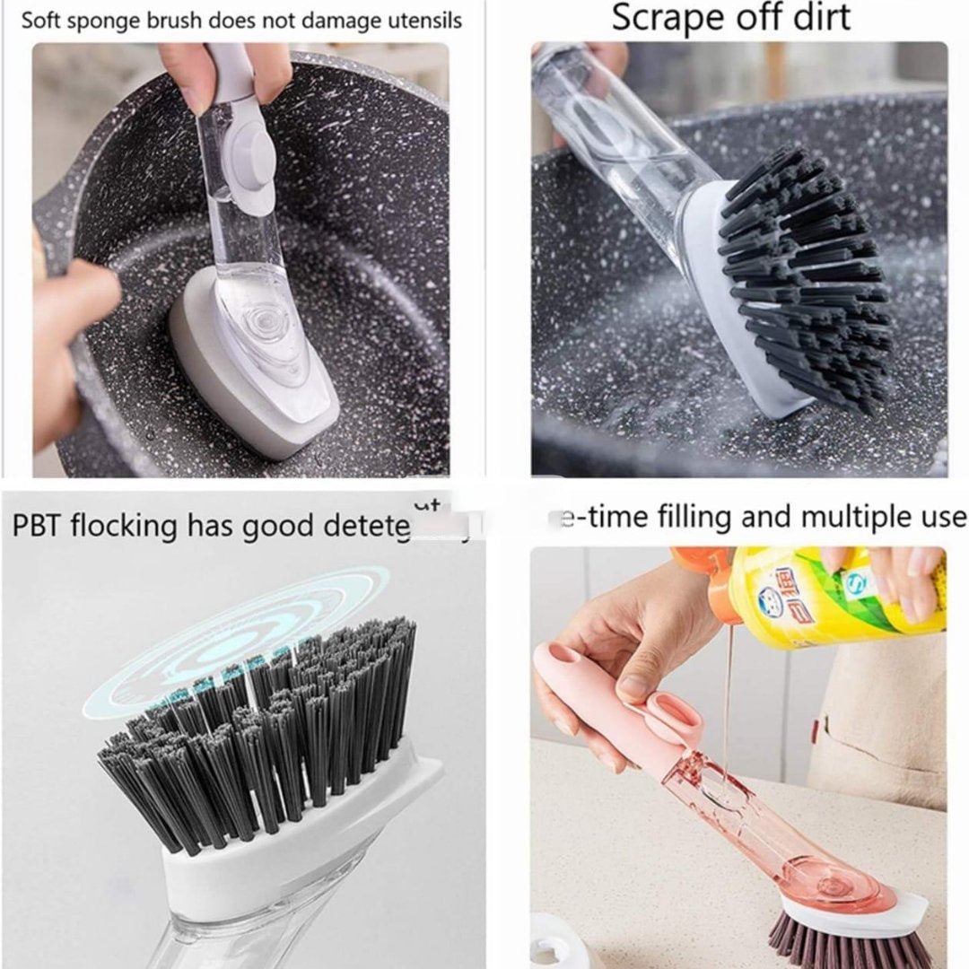 Soap-Dispensing Dish Brush with Handle