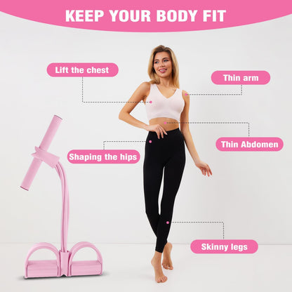 Elastic Resistance Pull Rope with Pedals - 6 Tubes