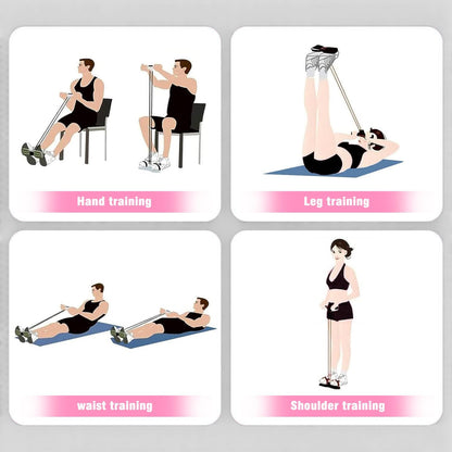 Elastic Resistance Pull Rope with Pedals - 6 Tubes