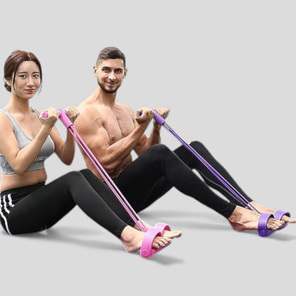 Elastic Resistance Pull Rope with Pedals - 6 Tubes