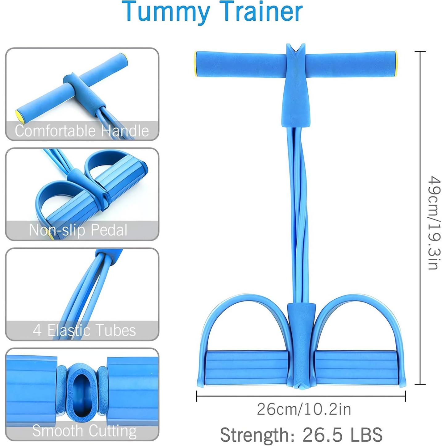 Elastic Resistance Pull Rope with Pedals - 6 Tubes