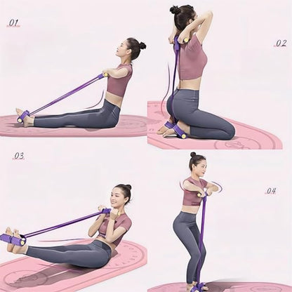 Elastic Resistance Pull Rope with Pedals - 6 Tubes