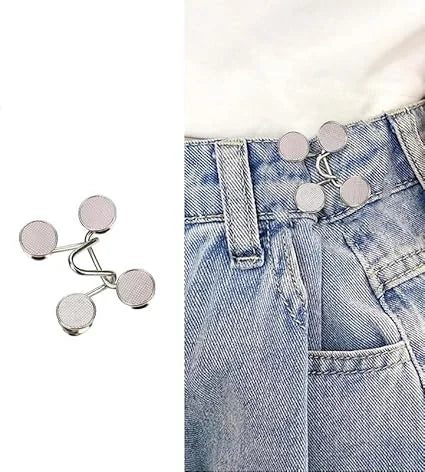 Jeans Buttons Pins Adjustable Waist Extender – 2 Pcs Silver
