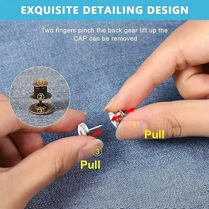 Jeans Buttons Pins Adjustable Waist Extender – 2 Pcs Silver