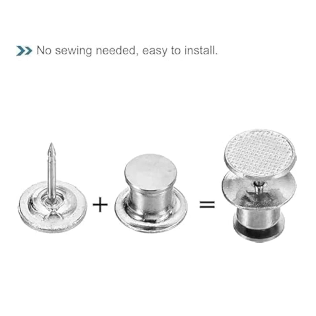 Jeans Buttons Pins Adjustable Waist Extender – 2 Pcs Silver