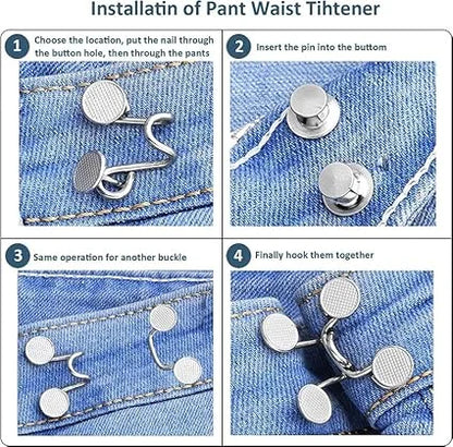 Jeans Buttons Pins Adjustable Waist Extender – 2 Pcs Silver