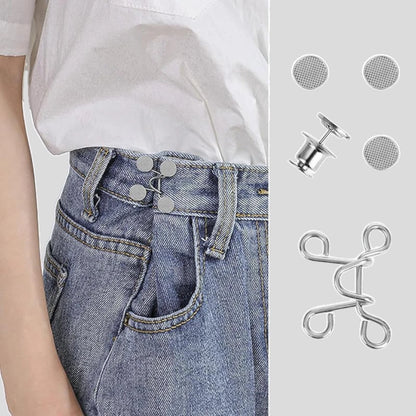 Jeans Buttons Pins Adjustable Waist Extender – 2 Pcs Silver
