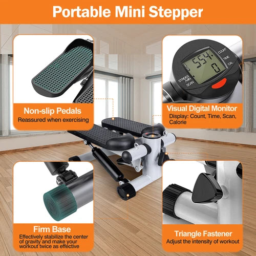 Mini Stepper with Resistance Bands + Equipment Mat