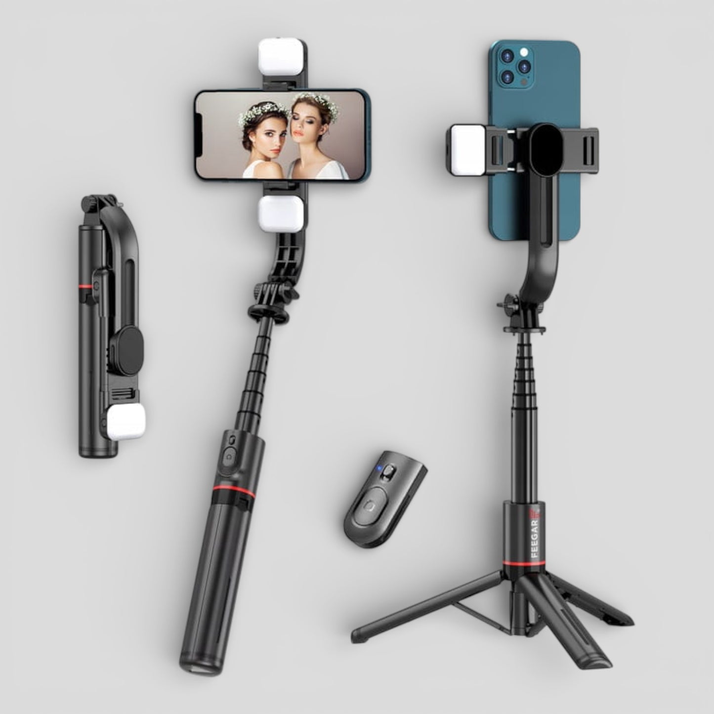 Multi-Use Extendable F16 Tripod And Selfie Stick With Dual Lights - 170cm