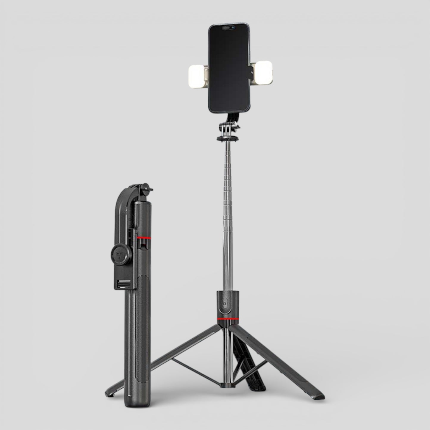 Multi-Use Extendable F16 Tripod And Selfie Stick With Dual Lights - 170cm