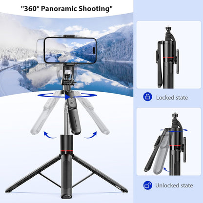 Multi-Use Extendable F16 Tripod And Selfie Stick With Dual Lights - 170cm