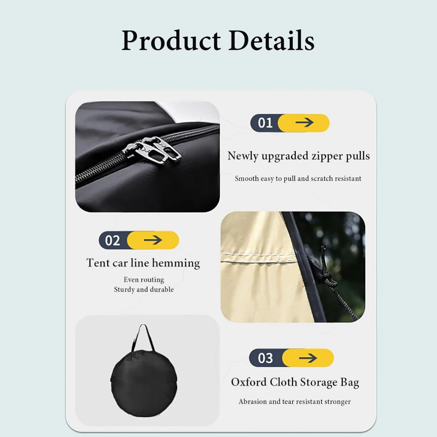 Portable Pop-Up Privacy Tent – 210D Silver Coated Waterproof Fabric – Available in 3 Colors
