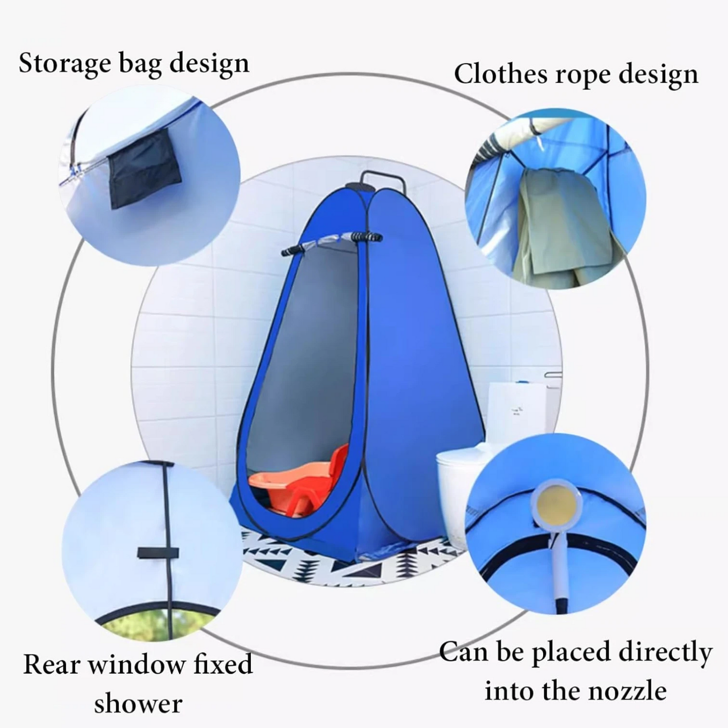 Portable Pop-Up Privacy Tent – 210D Silver Coated Waterproof Fabric – Available in 3 Colors