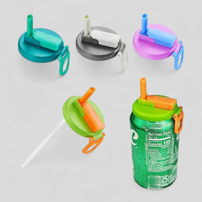 Soda Can Lids with Reusable Silicone Straws