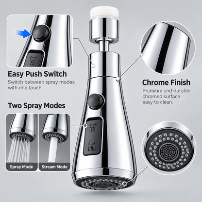 360° Swivel Faucet Aerator – Dual-Mode Spray
