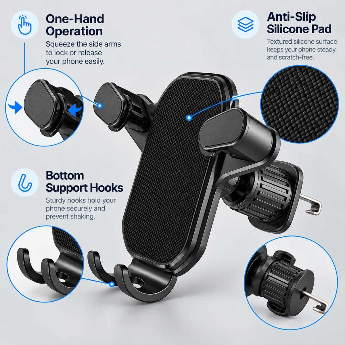 Universal Car Air Vent Phone Holder – 360° Metal Clip Mount