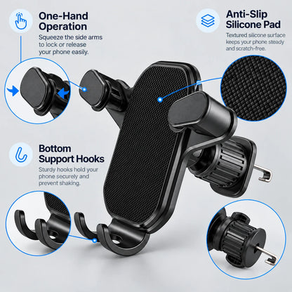 Universal Car Air Vent Phone Holder – 360° Metal Clip Mount