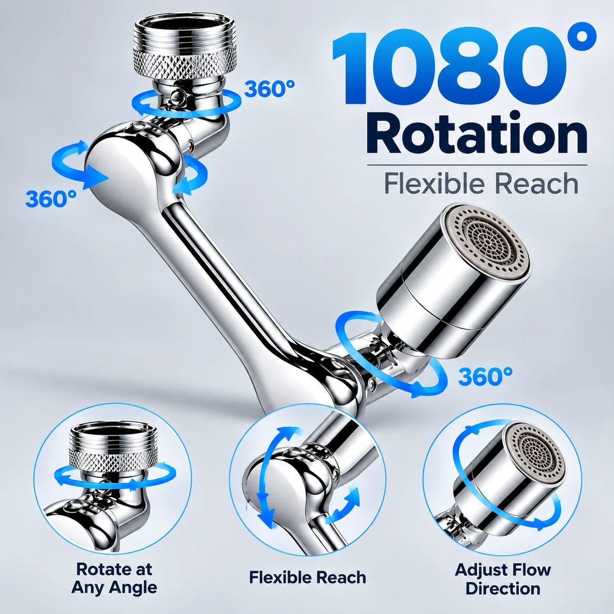 1080° Rotating Robotic Arm Dual Spray Faucet Extender