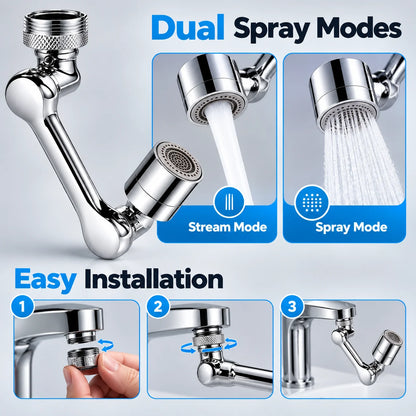 1080° Rotating Robotic Arm Dual Spray Faucet Extender