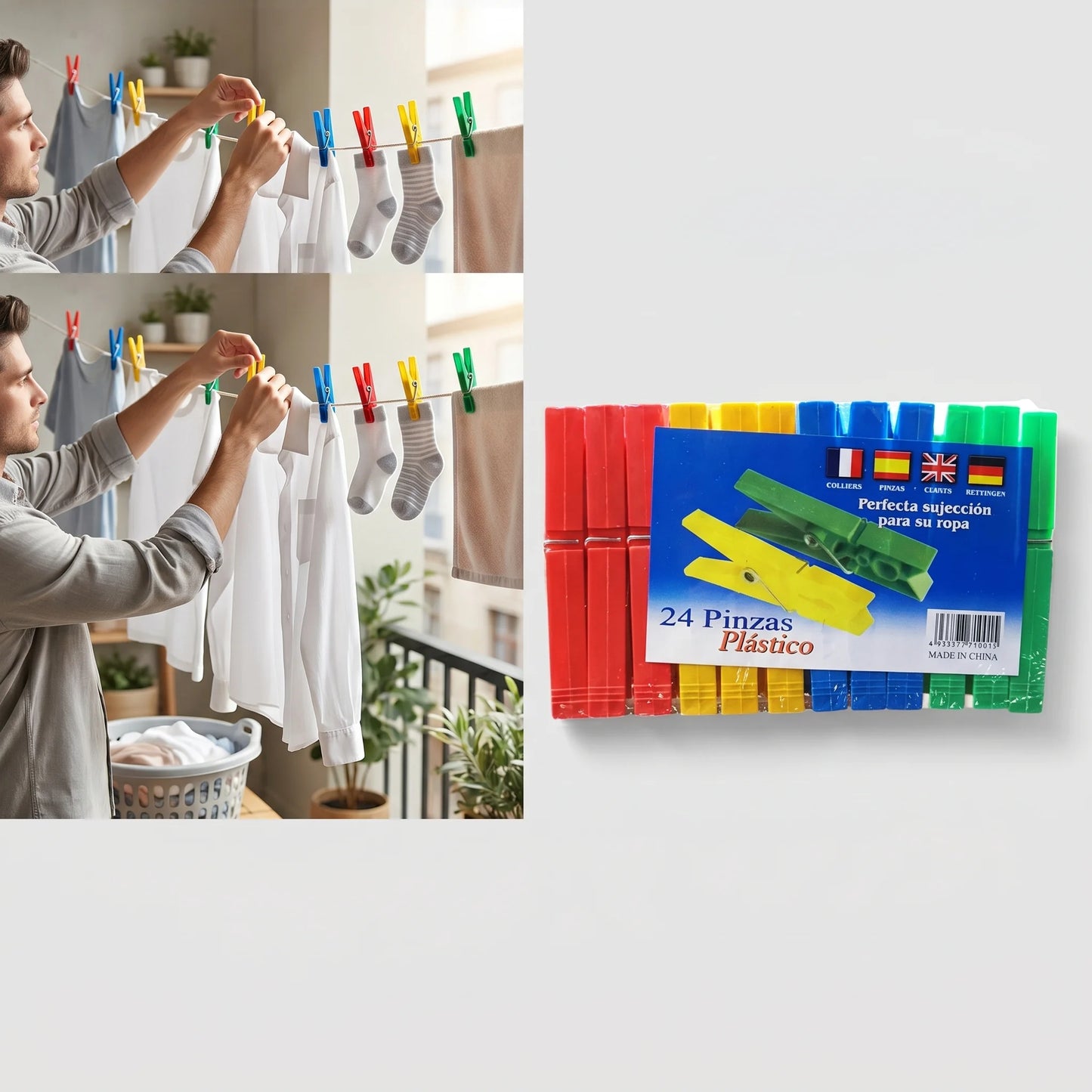 Plastic Clothespins - 24 Pcs