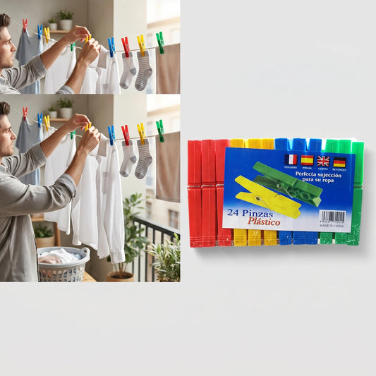 Plastic Clothespins - 24 Pcs