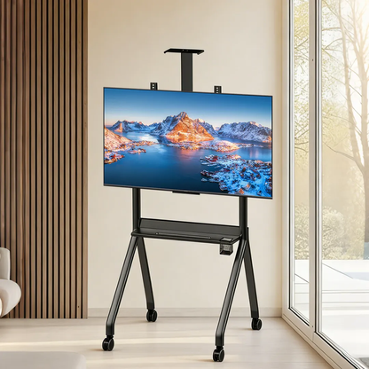 Premium Mobile TV Stand Cart with Wheels & Media Shelf – Heavy-Duty Rolling TV Mount for Office, Home, and Studio