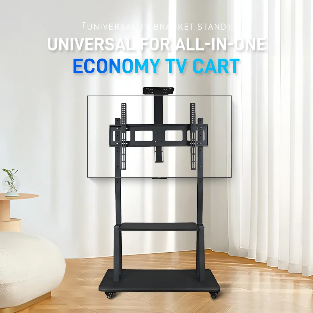 Heavy-Duty Mobile TV Stand Cart for 42" to 100" Screens – Rolling TV Mount with Wide Stability Base, Media Shelf & Camera Tray